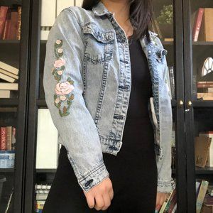 Flower Embroidered Denim Jacket